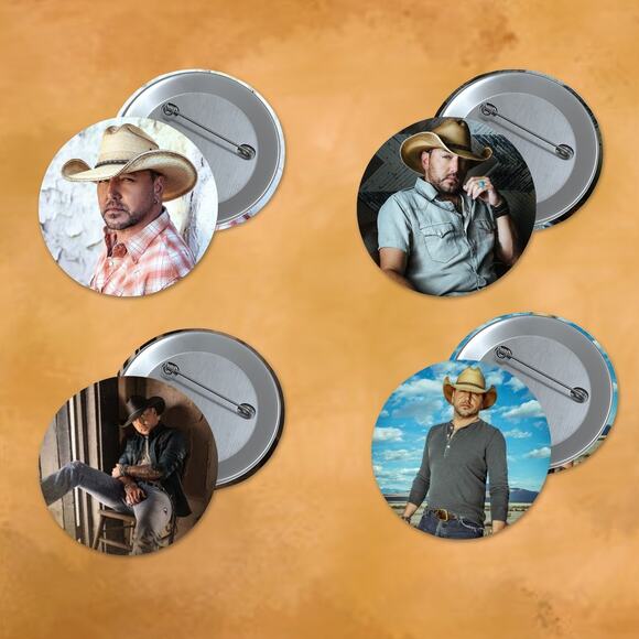 Jason Aldean 1.5 inch Pinback Button 4 Pack Country Music Stocking Stuffer - Picture 1 of 1